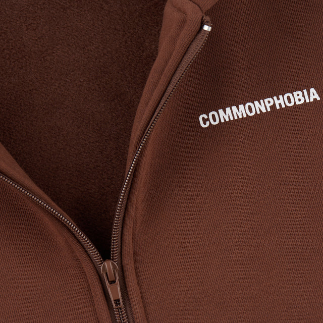 SHEDUA BROWN ZIPPER FLEECE JACKET