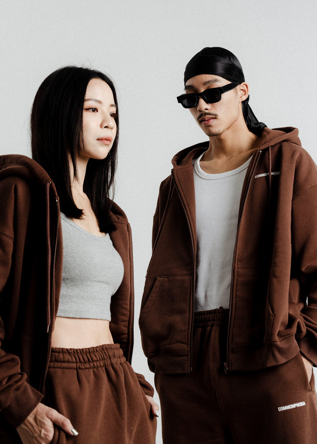 SHEDUA BROWN ZIPPER FLEECE JACKET