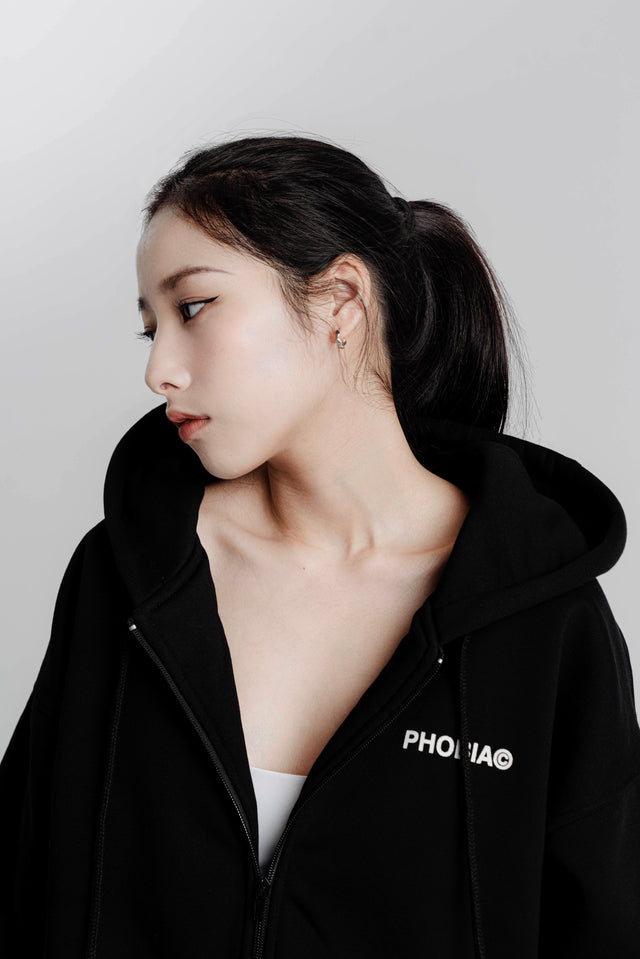 SIGNATURE BLACK CLASSIC LOGO ZIPPER FLEECE JACKET