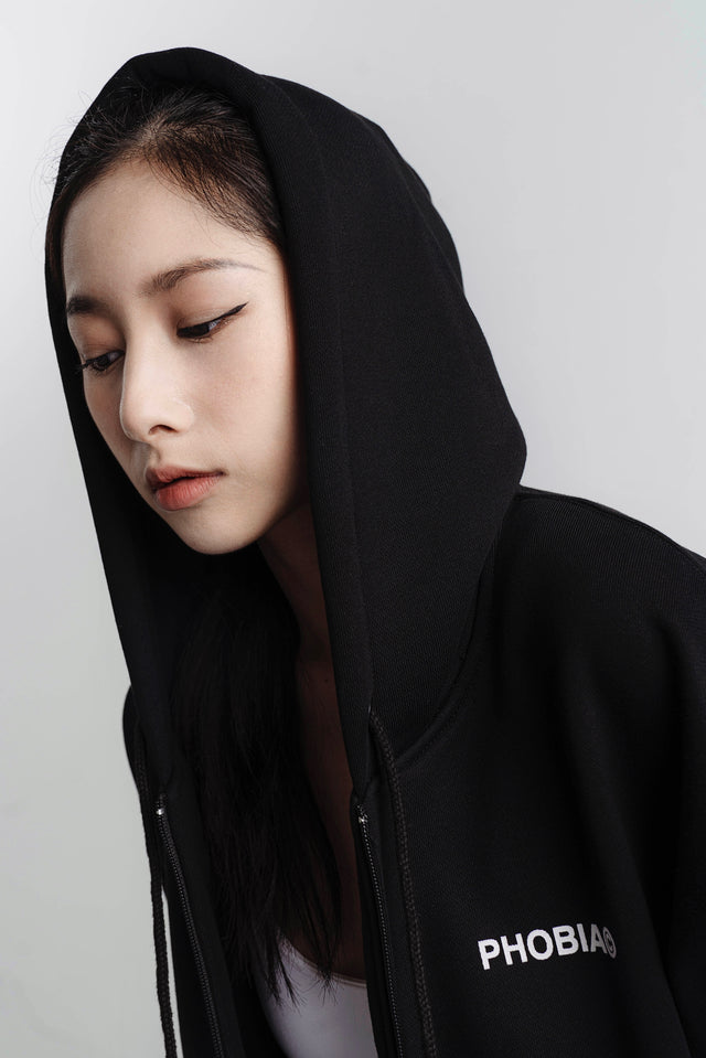 SIGNATURE BLACK CLASSIC LOGO ZIPPER FLEECE JACKET