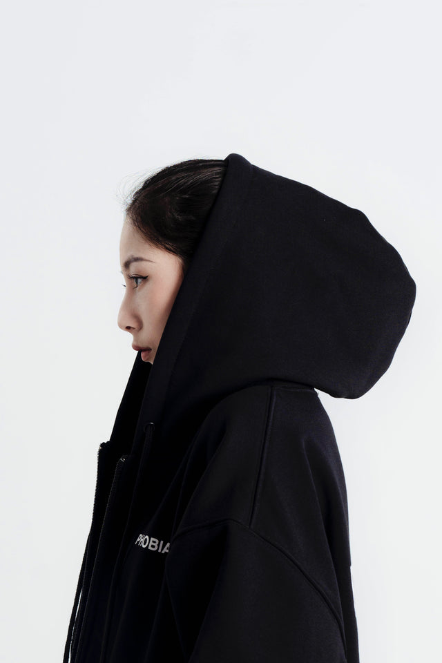 SIGNATURE BLACK CLASSIC LOGO ZIPPER FLEECE JACKET