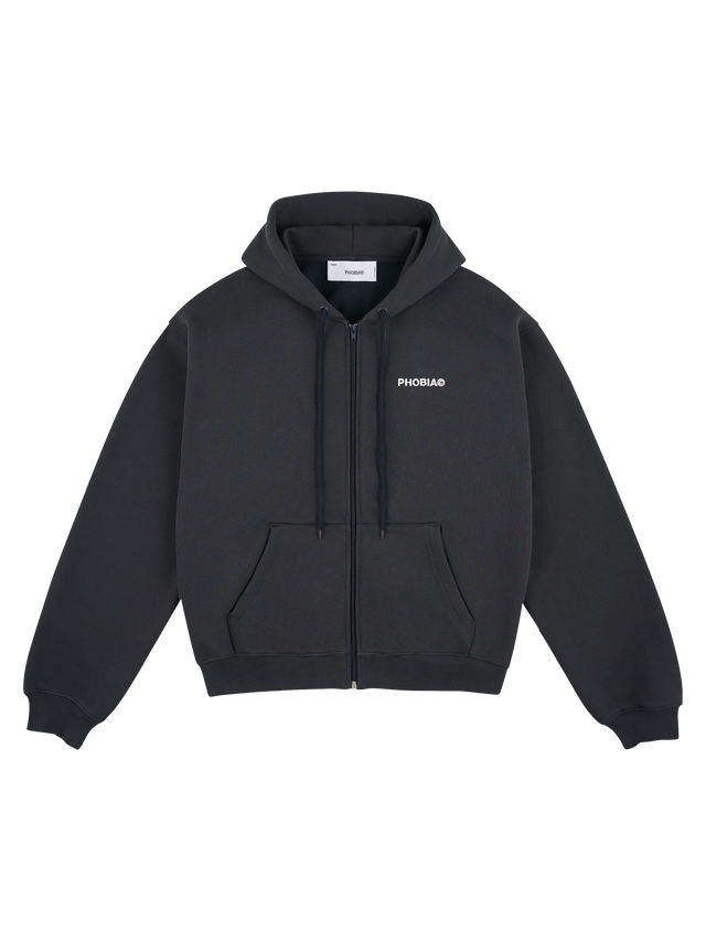 CAVIAR GRAY CLASSIC LOGO ZIPPER FLEECE JACKET