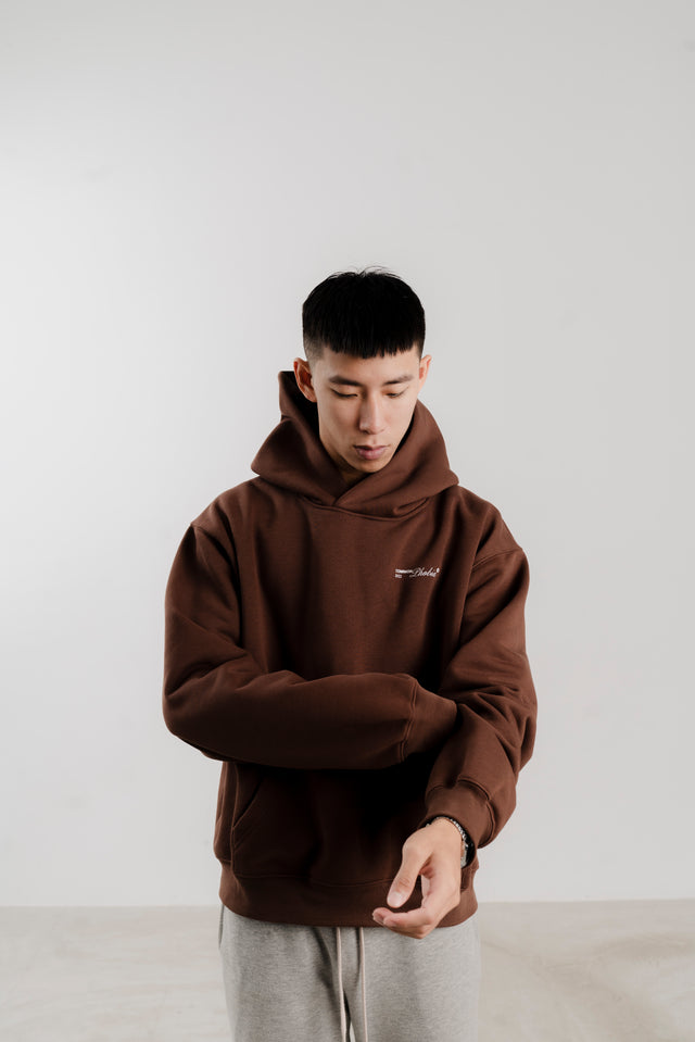 SHEDUA BROWN FLEECE HOODIE WITH EMBROIDERY