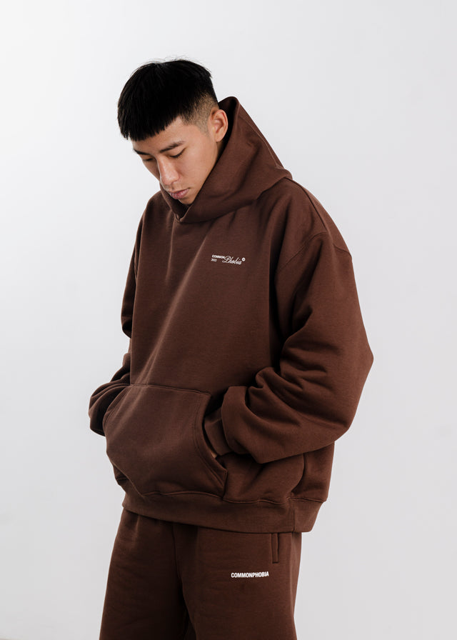 SHEDUA BROWN FLEECE HOODIE WITH EMBROIDERY
