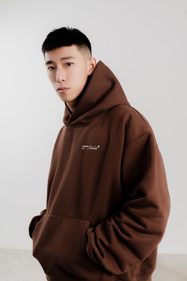SHEDUA BROWN FLEECE HOODIE WITH EMBROIDERY