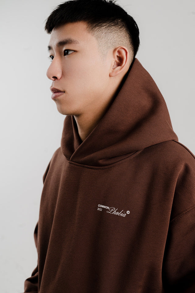 SHEDUA BROWN FLEECE HOODIE WITH EMBROIDERY