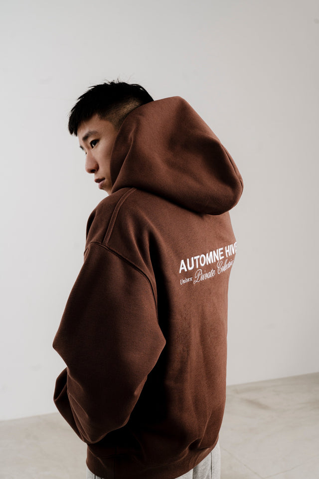 SHEDUA BROWN FLEECE HOODIE WITH EMBROIDERY